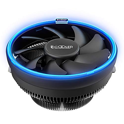 Pccooler E126M B Low-Profile CPU Cooler Moonlight Series | SilentPro PWM CPU Fan 120mm with Corona LED Blue Frame | Turbocharged Design | All-Round Cooling for Computer PC Case, Intel, AMD Series