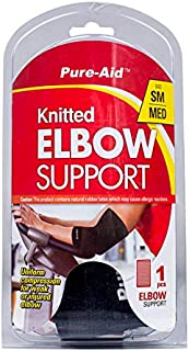 Pure-Aid Knitted Elbow Support (SM-MED) (Pack of 2) Arm Support Elbow Sleeves for Arthritis, Tendonitis, Golfers, Tennis Elbow Brace, Treatment, Workouts, Weightlifting, Pain Relief, Recovery