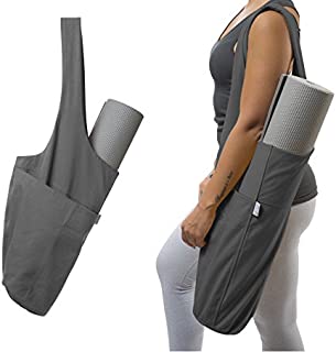 Yogiii Yoga Mat Bag | The Original YogiiiTote | Yoga Mat Tote Sling Carrier w/Large Side Pocket & Zipper Pocket | Fits Most Size Mats (Ash Gray)