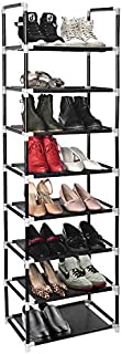 ERONE Shoe Rack Organizer 8 Tiers, Stackable and Durable Shoe Shelf Storage 16 pairs Metal Shoe Tower Space Saving 18