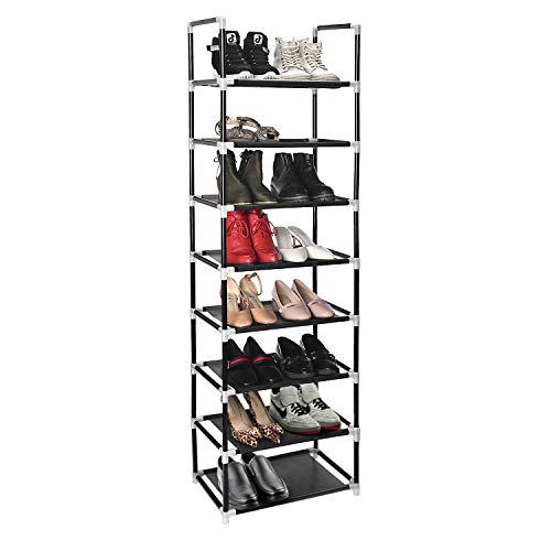 ERONE Shoe Rack Organizer 8 Tiers, Stackable and Durable Shoe Shelf Storage 16 pairs Metal Shoe Tower Space Saving 18