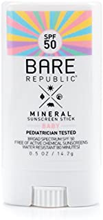 Bare Republic Mineral SPF 50 Baby Sunscreen Stick. Unscented and Gentle Sunscreen Stick with SPF 50 for Babies 6 Months and Older, 0.5 Ounces.