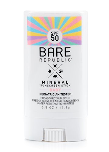 Bare Republic Mineral SPF 50 Baby Sunscreen Stick. Unscented and Gentle Sunscreen Stick with SPF 50 for Babies 6 Months and Older, 0.5 Ounces.