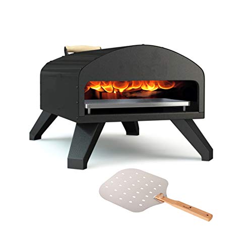 Bertello Outdoor Pizza Oven Black + Pizza Peel Combo