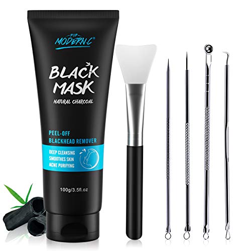 Blackhead Remover Mask Bamboo Charcoal Peel Off Mask Blackhead Removal Mask 3-in-1 Face Mask Kit Deep Cleansing Blackheads Remove Facial Mask Shrink Pore With Blackhead Remover Extractor Tools