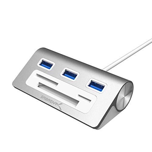 Sabrent Premium 3 Port Aluminum USB 3.0 Hub with Multi-in-1 Card Reader (12