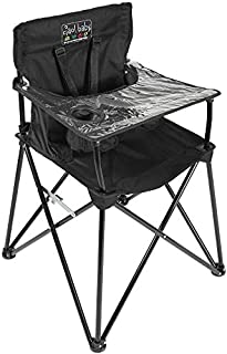 ciao! baby Portable High Chair for Babies and Toddlers, Fold Up Outdoor Travel Seat with Tray and Carry Bag for Camping, Picnics, Beach Days, Sporting Events, and More (Black)