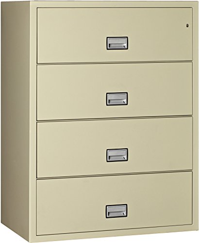 Phoenix Lateral 44 inch 4-Drawer Fireproof File Cabinet with Water Seal, Putty