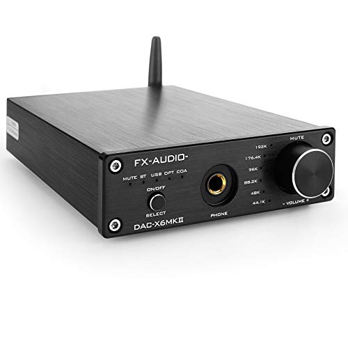 FX-Audio DAC-X6 MKII Bluetooth 5.0 Digital Audio Decoder DAC 24-bit/192kHz USB/Coaxial/Optical Headphone Amp Mini HiFi Pre-Amplifier Black