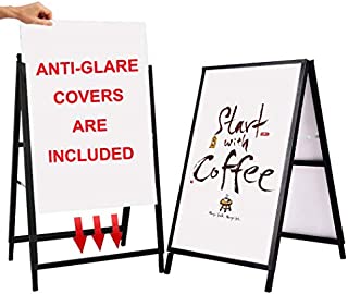 YDisplay Heavy Duty A Frame Folding Sidewalk Sign for Poster Board 24x 36 inches Double-Sided,Including 2 Anti-Glare Covers & Corrugated Boards for Indoor Outdoor,Black