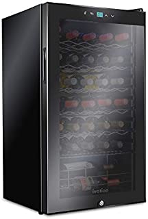 Ivation 34 Bottle Compressor Wine Cooler Refrigerator w/Lock | Large Freestanding Wine Cellar For Red, White, Champagne or Sparkling Wine | 41f-64f Digital Temperature Control Fridge Glass Door Black