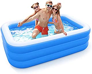 Inflatable Pool for Adults, Kids, Family Kiddie Swimming Pool - Blow Up Rectangular Large Above Ground Pool Floats for Lounging Outdoors, Backyard for Baby - Use w/ Water Slide, Sprinkler Splash Pad