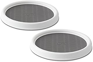 Copco 5220590 Non-Skid Pantry Cabinet Lazy Susan Turntable, 9-Inch, White/Gray, 2-Pack