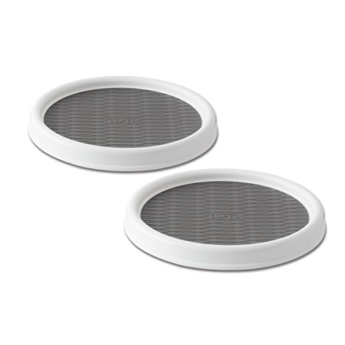 Copco 5220590 Non-Skid Pantry Cabinet Lazy Susan Turntable, 9-Inch, White/Gray, 2-Pack