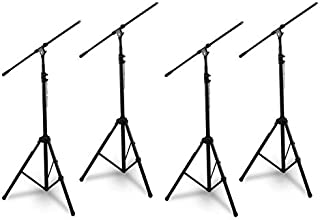 Pyle Heavy Duty Tripod Extendable Boom Microphone Adjustable Mic Stand (4 Pack)