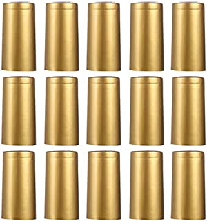 NUOBESTY 150pcs PVC Heat Shrink Capsules Wine Shrink Wrap Wine Bottle Capsules Shrink Caps for Wine Cellars and Home Use Gold