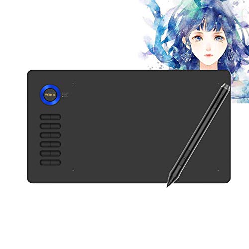 Graphics Drawing Tablet VEIKK A15 10x6 Inch Drawing Digital Pen Tablet with Battery-Free Passive Stylus and 12 Shortcut Keys20 Nibs and 1 Artist Glove (8192 Levels Pressure)