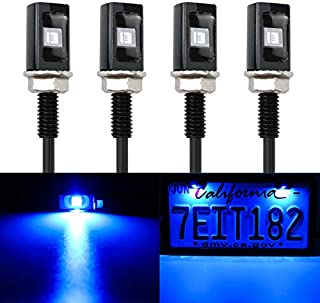 LivTee Super Bright 12V Waterproof Tag Screw Bolt License Plate LED Lights Holder Legal for Car Motorcycle Truck RV ATV Bike, Blue(4PCS)