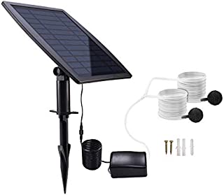 Lewisia 2.5W Solar Air Pump Kit Battery Backup with Hoses and Bubble Stones 3 Working Modes Pond Aerator Bubble Oxygenator Hydroponics Aquaponics Fish Tank Koi Pond Aquarium Pool Aeration Fishing