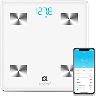 Arboleaf Digital Scale - Bluetooth Smart Scale Bathroom Weight Scale, Body Fat Monitor, 10 Key Composition, iOS Android APP, Unlimited Users, Auto Recognition, BMI, BMR