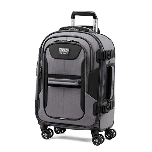 Travelpro Bold-Softside Expandable Luggage with Spinner Wheels, Grey/Black, Carry-On 21-Inch