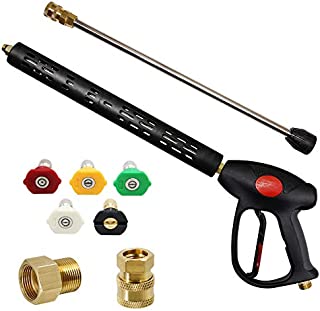 Twinkle Star Replacement Pressure Washer Gun with 16 Inch Extension Wand, 4000 PSI, Power Washer Gun with M22-15mm or M22-14mm Fitting, 5 Nozzle Tips, 40 Inch