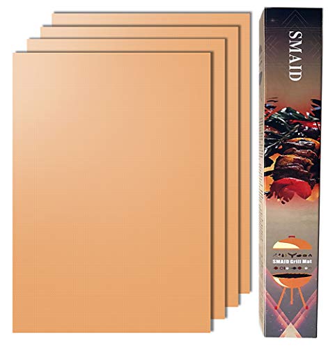 Smaid - Copper Grill Mat - Grill Mats Non Stick grill mats for outdoor gas grill - Reusable and Easy To Clean - Works on Gas , Charcoal , Electric Grill and More - 15.75 x 13 Inch