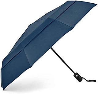 EEZ-Y Travel Umbrellas For Rain - Light-Weight, Strong, Compact with & Easy Auto Open/Close Button for Single Hand Use - Double Vented Canopy for Men & Women (Navy Blue)