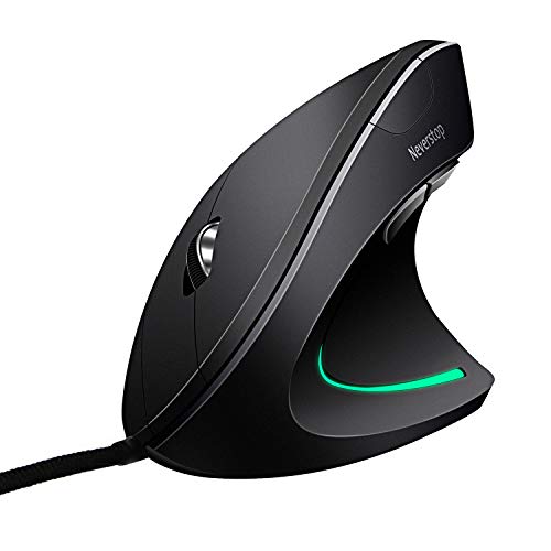 Wired Vertical Mouse, Optical Ergonomic Mouse with 4 Adjustable DPI 800/1200/2000/3200, 6 Buttons USB Computer Mouse , Better for Large Hands, Black