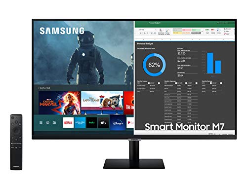 SAMSUNG 32-inch M7 Smart Monitor with Netflix, YouTube, HBO, Prime Video and Apple TV Streaming Tunerless Tuner Free TV(LS32AM702UNXZA), Black