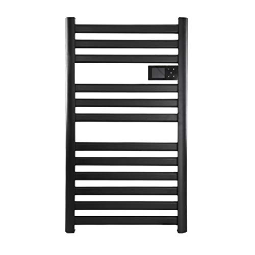 TAOHIHI Wall-Mounted Heating Towel Rack,12 Tube Flat Tube Electric Heating Towel Rack, Adjustable Temperature, Smart Switch, Waterproof Towel Rack, for Bathroom, Stainless Steel Black