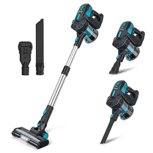 INSE Cordless Vacuum Cleaner, Stick Vacuum with Powerful Suction, 6-in-1 Lightweight Handheld Vacuum with 2200mAh Rechargeable Battery, Up to 40min Runtime for Pet Hair Carpet Hardwood Floor Home Car