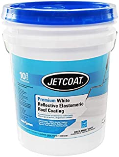 Jetcoat Cool King Reflective Acrylic Roof Coating, Waterproof Elastomeric Sealant, 5 Gallon, 10 Year Protection (White)