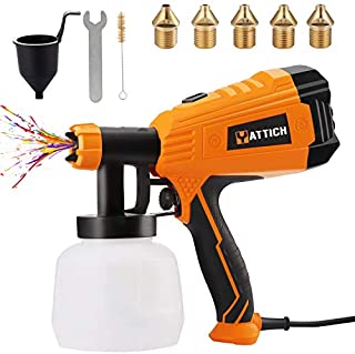 YATTICH Paint Sprayer, 700W High Power HVLP Spray Gun, 5 Copper Nozzles & 3 Patterns, Easy to Clean, for Furniture, Cabinets, Fence, Car, Bicycle, Garden Chairs etc. YT-201-A