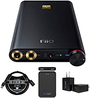 FiiO Q1 Mark II Portable Headphone Amplifier & DAC for iPhone, iPod, iPad, Walkman, Computers Bundle with Blucoil USB Wall Adapter, 3-FT USB 2.0 Type-A Extension Cable, and 5000mAh Portable Power Bank