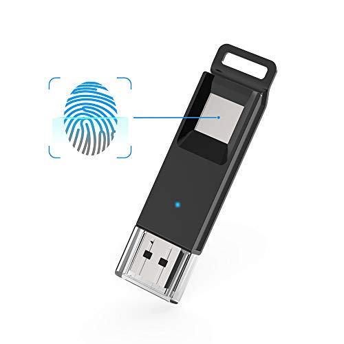 64 GB Encrypted Flash Drive, Aiibe Fingerprint USB Flash Drive 3.0 64GB Thumb Drive USB Secure Flash Drive USB Memory Stick Pen Zip Drive (64G, Black)