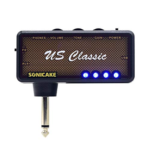 SONICAKE US Classic Plug-In USB Chargable Portable Pocket Guitar Headphone Amp Carry-On Bedroom Effects