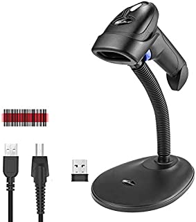 Wireless Barcode Scanner with Stand NetumScan Portable 2-in-1 1D Barcode Reader 2.4GHz Wireless & USB 2.0 Wired CCD Bar Code Scanner Handheld Cordless Barcode Reader for POS PC Laptop and Computer