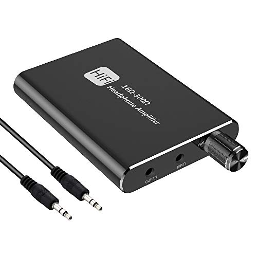 Headphone Amplifier, Portable HiFi Headphone amp 3.5mm Stereo Audio Out, Support Impedance 16-300 Headset, Headphone Amplifier for iPhone, iPod, iPad, MP3, MP4 and Computers