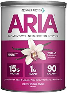 Designer Protein Aria, Vanilla, 12 Oz, Women's Wellness Protein Powder, Made in the USA