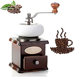 Retro Manual Coffee Bean Grinder Hand Crank Solid Wood Coffee Grinder Spice Grinder Suitable for Home Office Travel