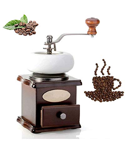 Retro Manual Coffee Bean Grinder Hand Crank Solid Wood Coffee Grinder Spice Grinder Suitable for Home Office Travel