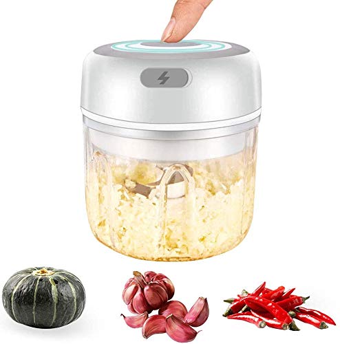 Electric Garlic Mincer,Cordless Garlic Press,Onions ChopperMini Food Processors,Portable Garlic Cutter Waterproof Blender Grinder with USB For Vegetable,Fruit,Meat,Salad,Baby Food