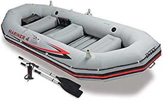 Intex Mariner 4, 4-Person Inflatable Boat Set with Aluminum Oars and High Output Air-Pump (Latest Model)