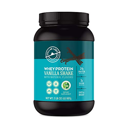 Vanilla Whey Protein Powder, Gluten-Free, High Protein, Low Carb, Keto, LowFODMAP, Easy to Digest, All Natural with Stevia, 28 Servings, 32oz