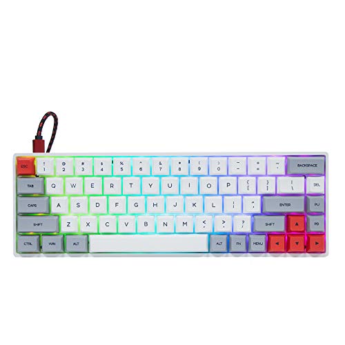 EPOMAKER SKYLOONG SK68 Keys Hot-swap RGB Mechanical Keyboard with Dye-subbed PBT GSA Keycaps, 3Fn Programmable Macros for Mac/Win/Android/iOS (Gateron Optical Red, Grey White)