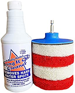 Bring It On Cleaner Glass Shower Door Cleaner, Mold and Mildew Remover, Clean Hard Water Stain Tile, Grout, Windows, Tubs Plus Scrubbing Drill Pads - 16 Ounce