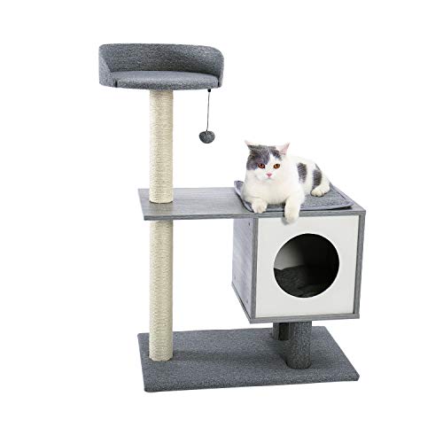 Made4Pets Modern Cat Tree Cat Tower Featuring with Sisal-Covered Scratching Posts, Spacious Condo and Large Perch for Small to Medium Cats