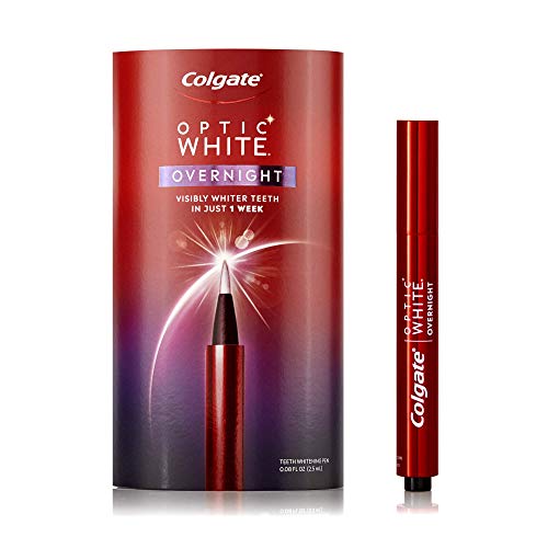 Colgate Optic White Overnight Teeth Whitening Pen, Gentle Teeth Stain Remover to Whiten Teeth, 3% Hydrogen Peroxide Gel - 0.08 Fl Oz 1 Count