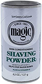 Softsheen-Carson Magic Razorless Shaving for Men, Magic Skin Conditioning Shaving Powder, with Vitamin E and Aloe, formulated for Black Men, Depilatory, Helps Stop Razor Bumps, 4.5 oz